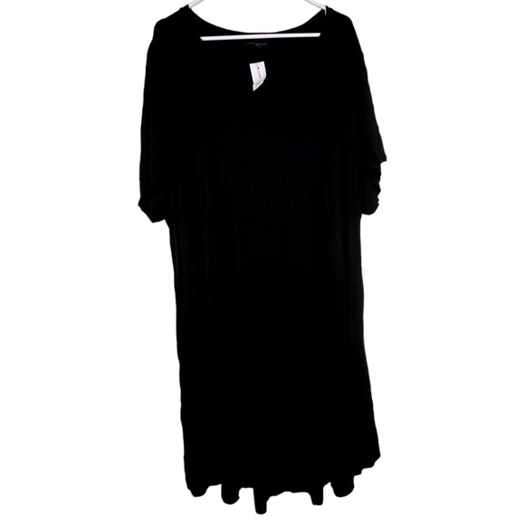 Lane Bryant Womens Black Midi Dress Short Sleeve Round Neck Size 30/32 NWT - Picture 1 of 11